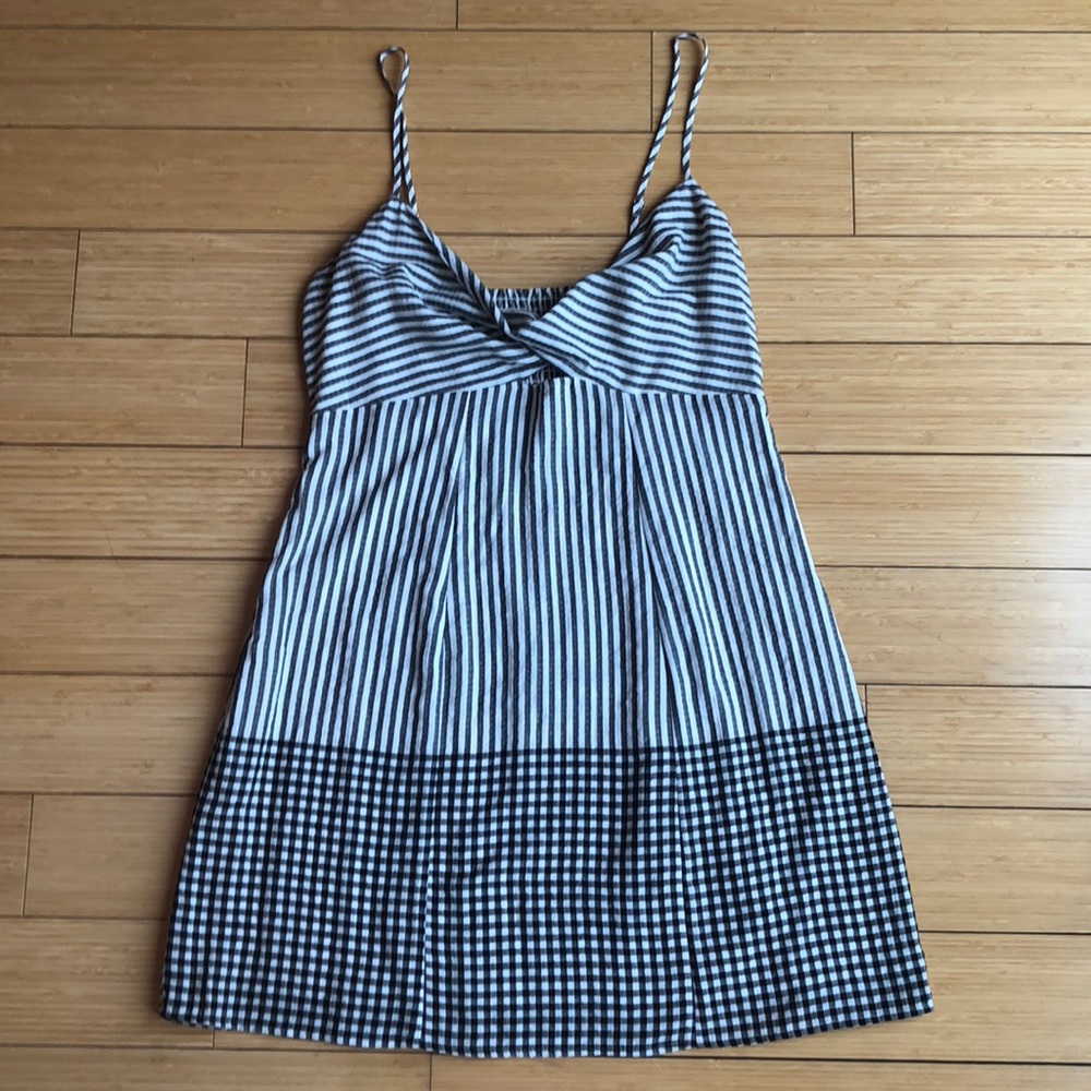Gray Stripe/Gingham Summer Dress